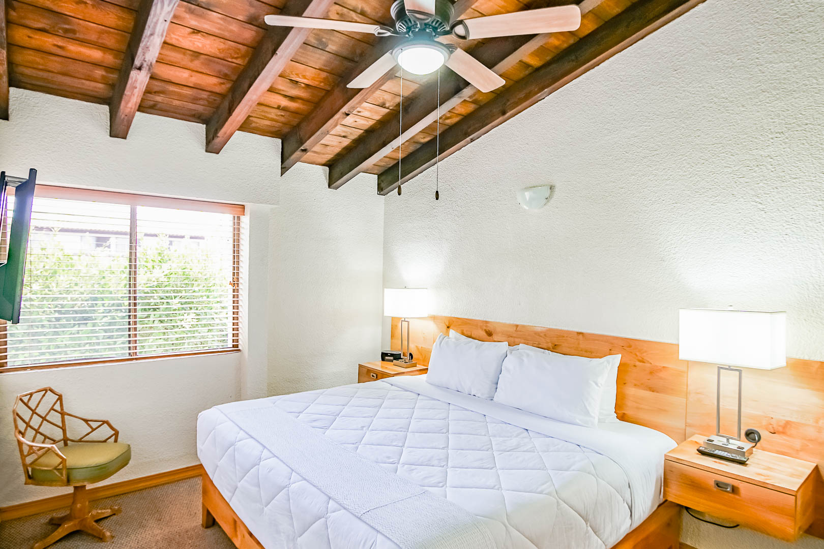 A spacious bedroom at VRI's La Paloma in Rosarito, Mexico.